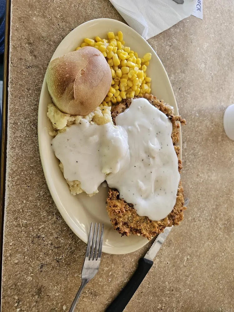 Chicken Fried Steak Mashed Potatoes and Fried Okra